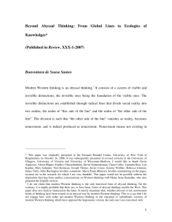 Beyond Abyssal Thinking: From Global Lines to Ecologies of