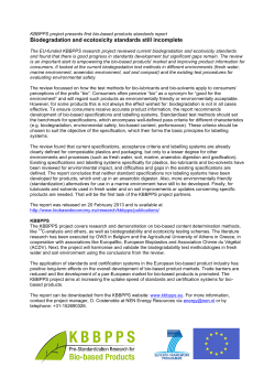 Biodegradation and ecotoxicity standards