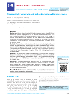 Therapeutic hypothermia and ischemic stroke: A literature review