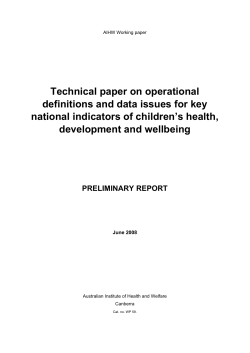 Technical paper on operational definitions and data issues for key