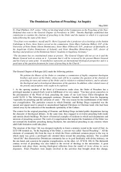 The Dominican Charism of Preaching: An Inquiry