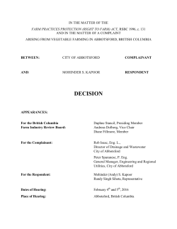 Abbotsford v Kapoor Decision - Province of British Columbia