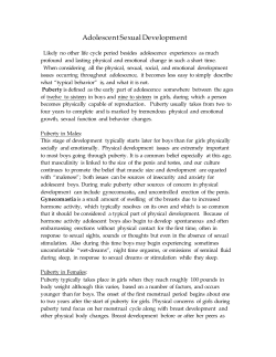 Adolescent Sexual Development