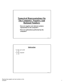 Numerical Representations On The Computer: Negative And