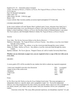 English 2273. X1 - Sixteenth-century Literature Utopia, The Book of