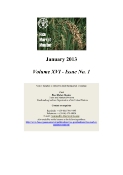 FAO Rice Market Monitor &ndash; January 2013