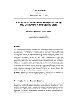 A Study of Ecommerce Risk Perceptions among B2C Consumers: A