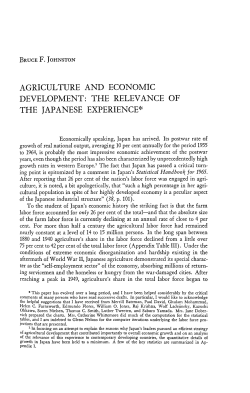 agriculture and economic development: the