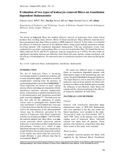 Evaluation of two types of leukocyte removal filters on transfusion