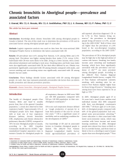 Chronic bronchitis in Aboriginal people&mdash;prevalence and