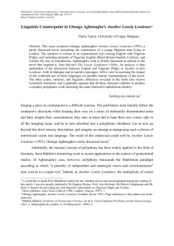 Linguistic Counterpoint in Gbenga Agbenugba`s Another