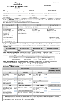 7th Grade Course Card