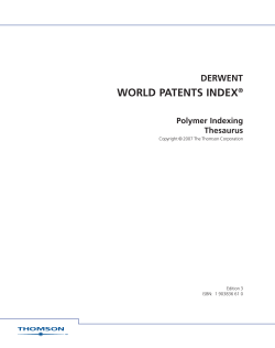 DERWENT WORLD PATENTS INDEX&reg; Polymer Indexing Thesaurus