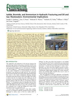 Iodide, Bromide, and Ammonium in Hydraulic Fracturing and Oil and