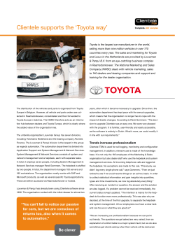 Clientele supports the `Toyota way`