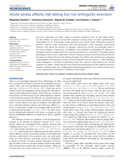 Acute stress affects risk taking but not ambiguity aversion