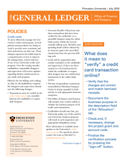 POLICIES What does it mean to &ldquo;verify&rdquo; a credit card transaction