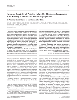 Increased reactivity of platelets induced by fibrinogen