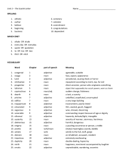Unit 2 &ndash; The Scarlet Letter Name SPELLING: 1. athletic 6. cemetery