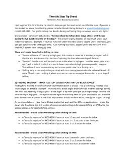 Throttle Stop Tip Sheet