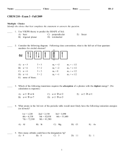 CHEM 210 - Exam 3
