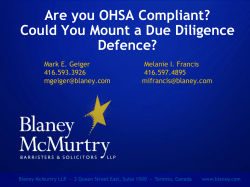 Could You Mount a Due Diligence Defence?