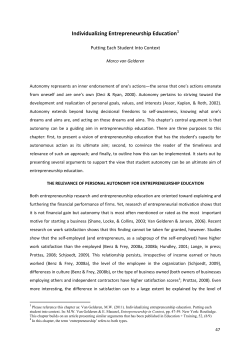 Autonomy as the guiding aim for entrepreneurship education