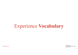 Experience Vocabulary - Quantico Copywriting