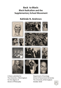 Back to Black: Black Radicalism and the Supplementary School