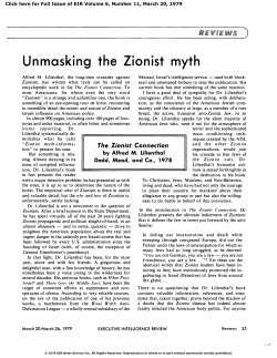 Unmasking the Zionist Myth - Executive Intelligence Review