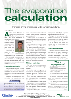 Evaporation calculation