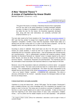 A New &ldquo;General Theory&rdquo;? A review of Capitalism by Anwar