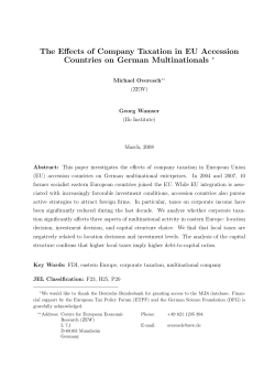 The Effects of Company Taxation in EU Accession Countries on