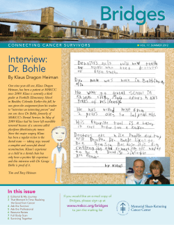 Interview: Dr. Bohle - Memorial Sloan Kettering Cancer Center