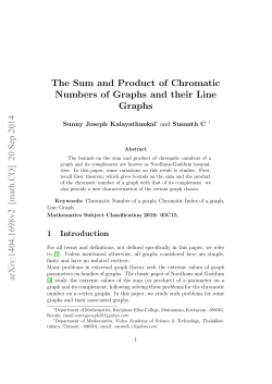 The Sum and Product of Chromatic Numbers of Graphs and
