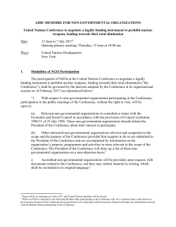 AIDE MEMOIRE FOR NON-GOVERNMENTAL ORGANIZATIONS