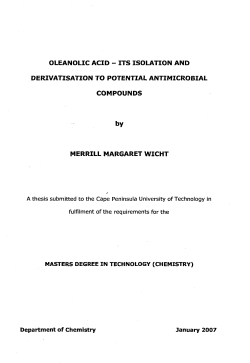 oleanolic acid - its isolation and derivatisation to