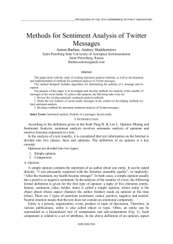 Methods for Sentiment Analysis of Twitter Messages