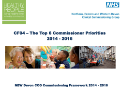 CF04 &ndash; The Top 6 Commissioner Priorities