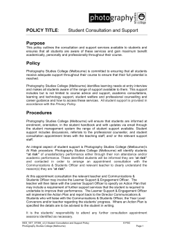 POLICY TITLE: Student Consultation and Support Purpose Policy