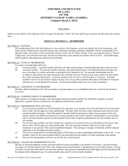 AMENDED AND RESTATED BY-LAWS OF THE OPTIMIST CLUB