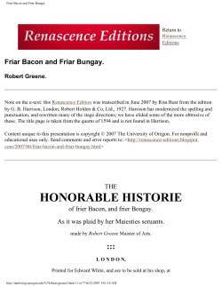 Friar Bacon and Friar Bungay - Scholars` Bank