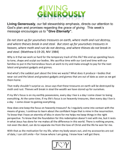 Living Generously, our fall stewardship emphasis, directs our