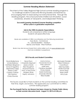 2012 Summer Reading Booklet - Valley Regional High School