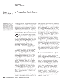 In Pursuit of the Public Interest - Graduate School of Public and
