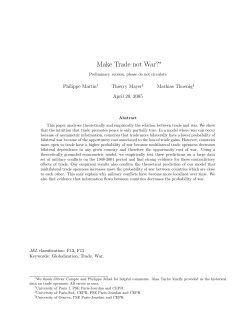 Make Trade not War? - Paris School of Economics