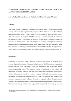 SADC`S STRUGGLE FOR PEACE AND SECURITY IN SOUTHERN