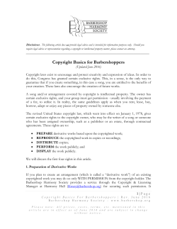 Copyright Basics for Barbershoppers
