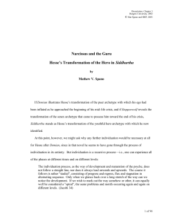 Narcissus and the Guru Hesse`s Transformation of the Hero in