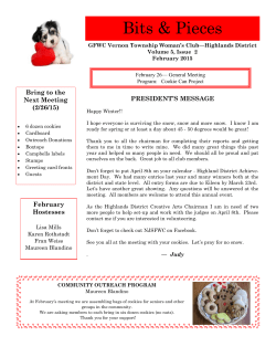 February 2015 - Vernon Township Woman`s Club